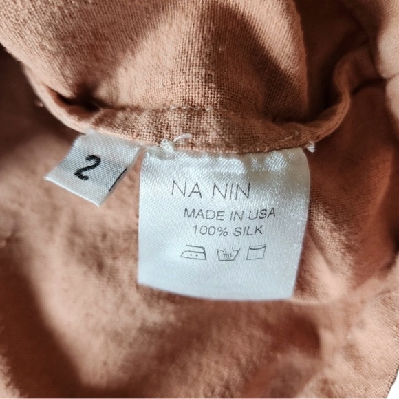 Na Nin Naomi Raw Silk Tee Blush Made in USA Boxy Short Sleeve Top - Picture 7 of 9